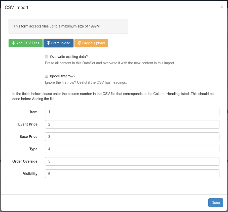 Dataset Import CSV