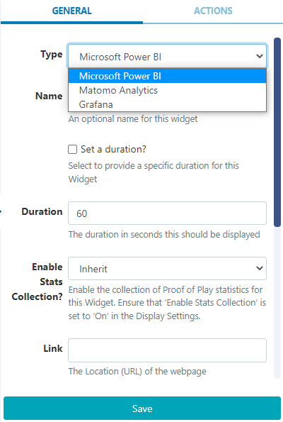 Dashboard Configuration