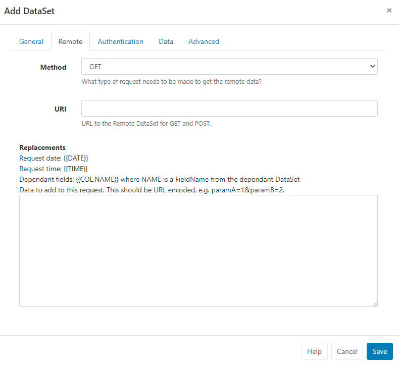 Remote DataSet Options